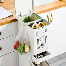 Double Partition Dry and Wet Separation Trash Can with Wheels