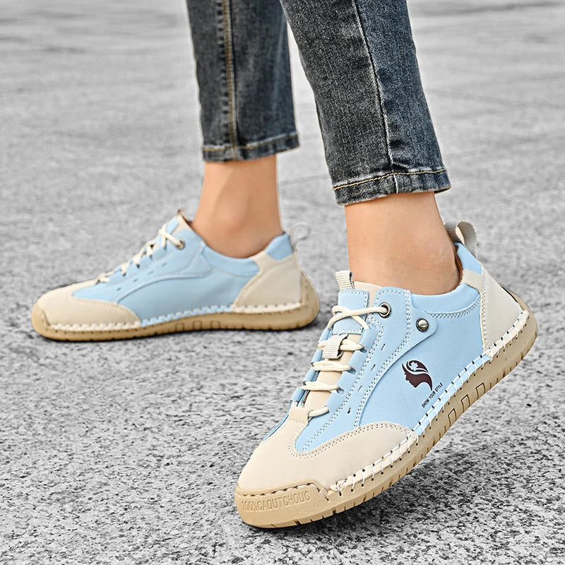 Women's Handmade Leather Casual Shoes British Style Retro Sneakers