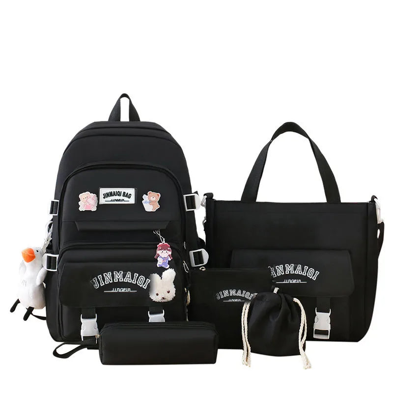 Girls' Casual Harajuku School Backpack 5-Piece Bag Set