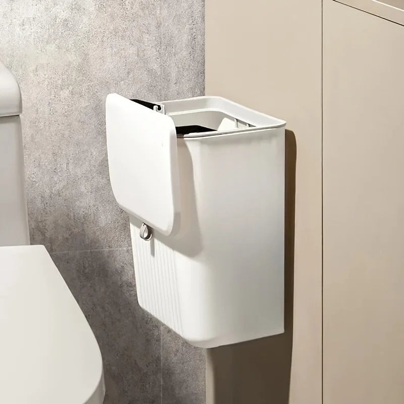 Wall-Mounted Plastic Kitchen Trash Bin and Hanging Storage Bucket