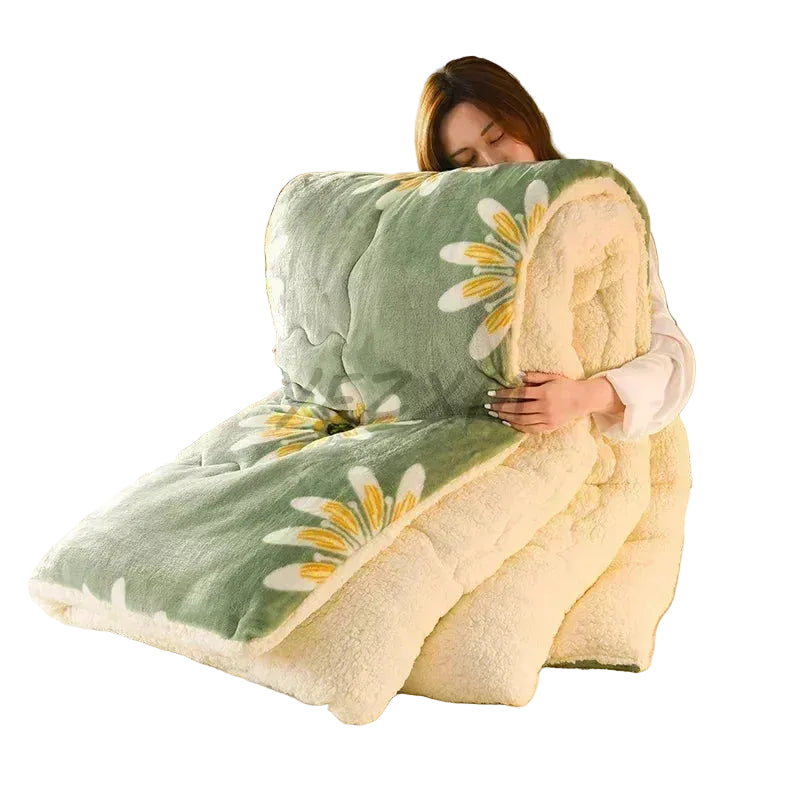 Thick Warm Fleece Quilt and Soft Fluffy Bedding Blanket