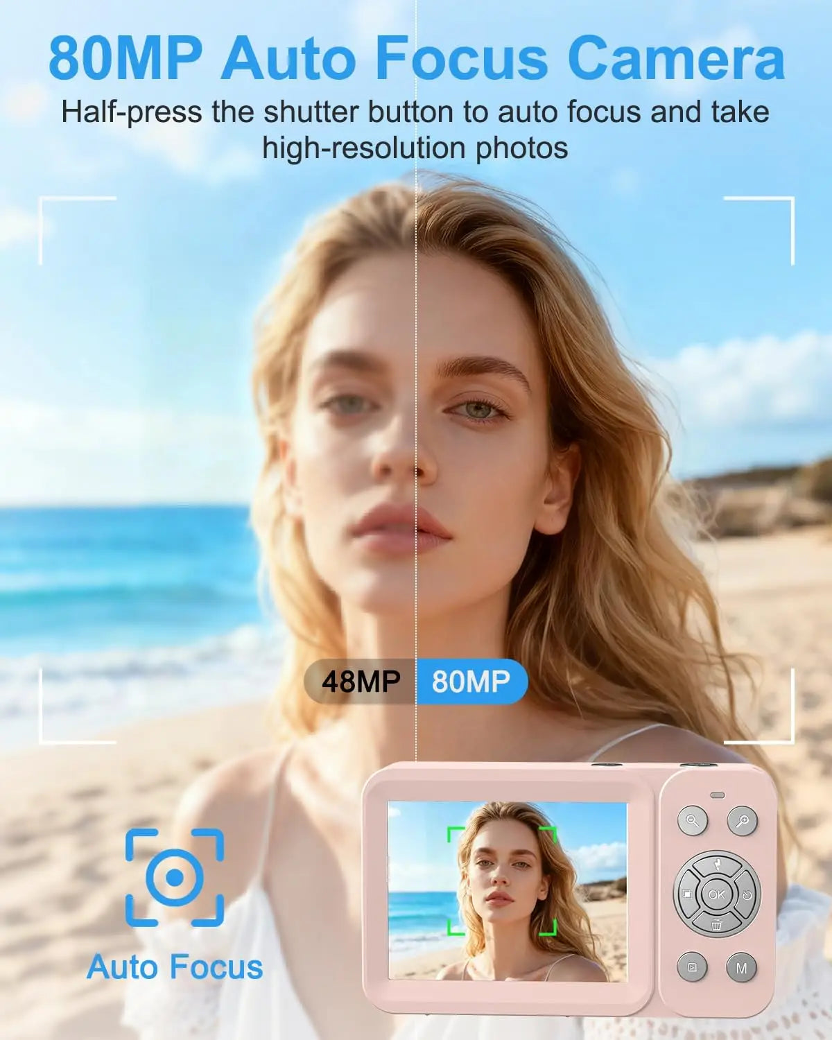 Portable Auto Focus Dual Screen Digital Camera 5K