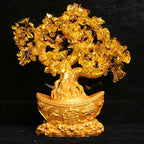 Chinese Gold Ingot Crystal Fortune Money Tree Figurine and Tabletop Ornament