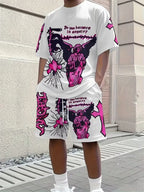 Men's 3D Print Round Neck T-Shirt and Shorts Set