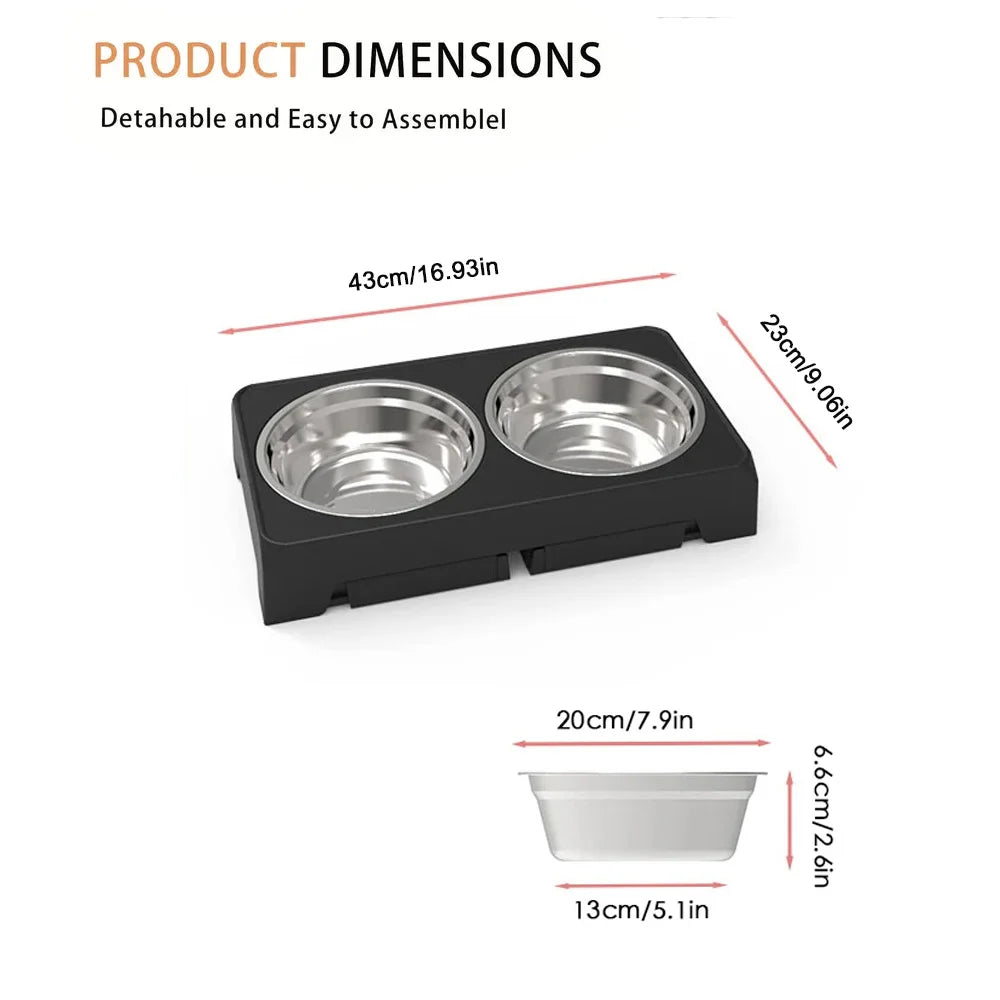 Adjustable Elevated Dog Feeder with Double Stainless Steel Bowls for All Breeds