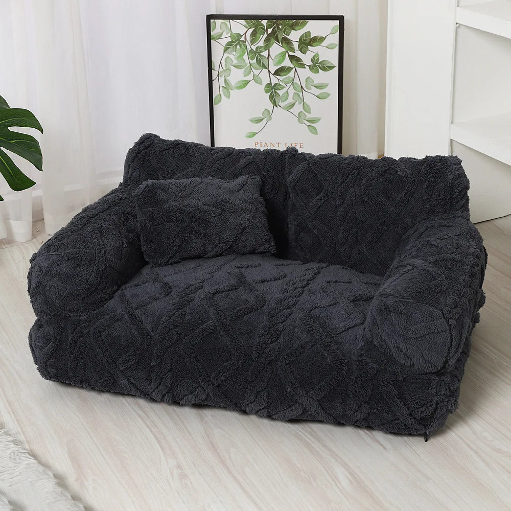 Winter Warm Removable Washable Thickened Plush Pet Sofa Bed