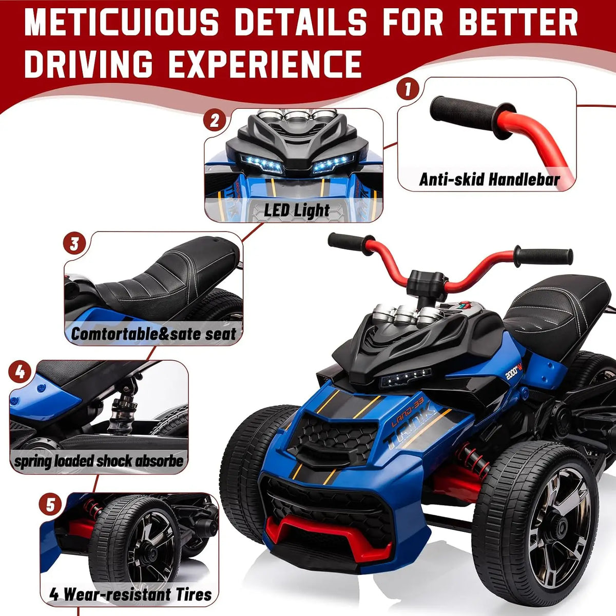 Kids 12V Battery Powered Electric Ride on ATV 3 Wheeler Toy Car