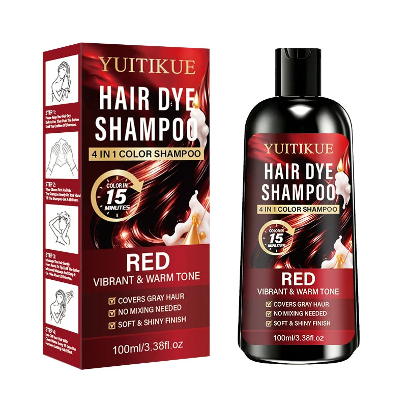 Unisex 4-in-1 Vibrant Red Fast Hair Color Dye Shampoo YU-01-185 3.4 fl oz