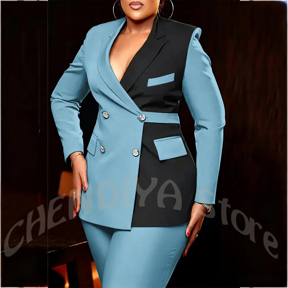Women's Classic Tailored Blazer and Trousers Suit Set