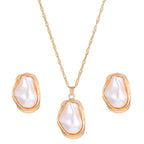Women's Fashion Baroque Imitation Pearl Torque Necklace Jewelry Set