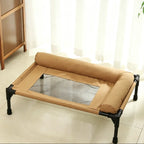 Cooling Dog Cot Bed with Pillow Breathable Mesh Washable Pet Furniture
