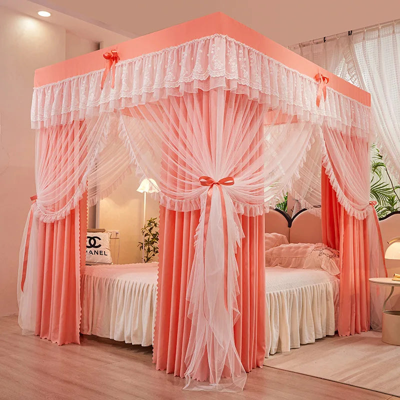 Princess Palace Style Blackout Mosquito Net Bed Canopy with Triple Doors