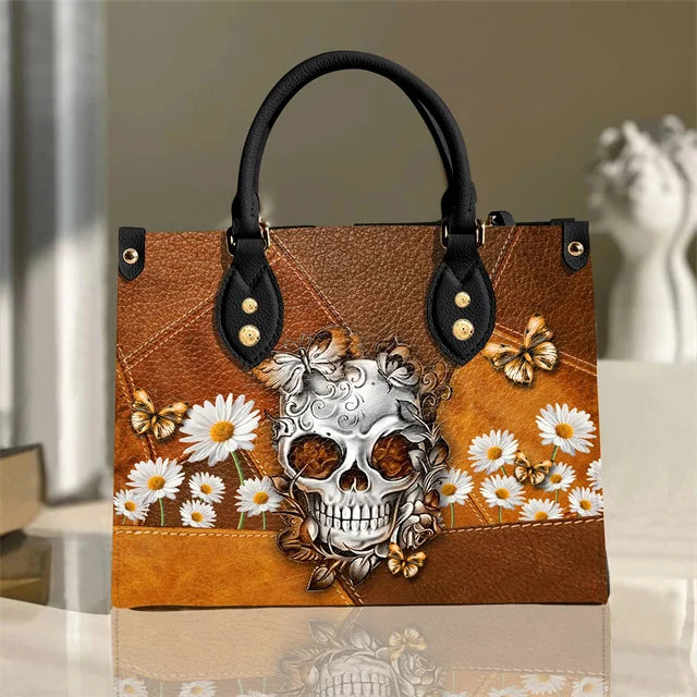 Women's Skull Pattern Faux Leather Shoulder Tote Bag