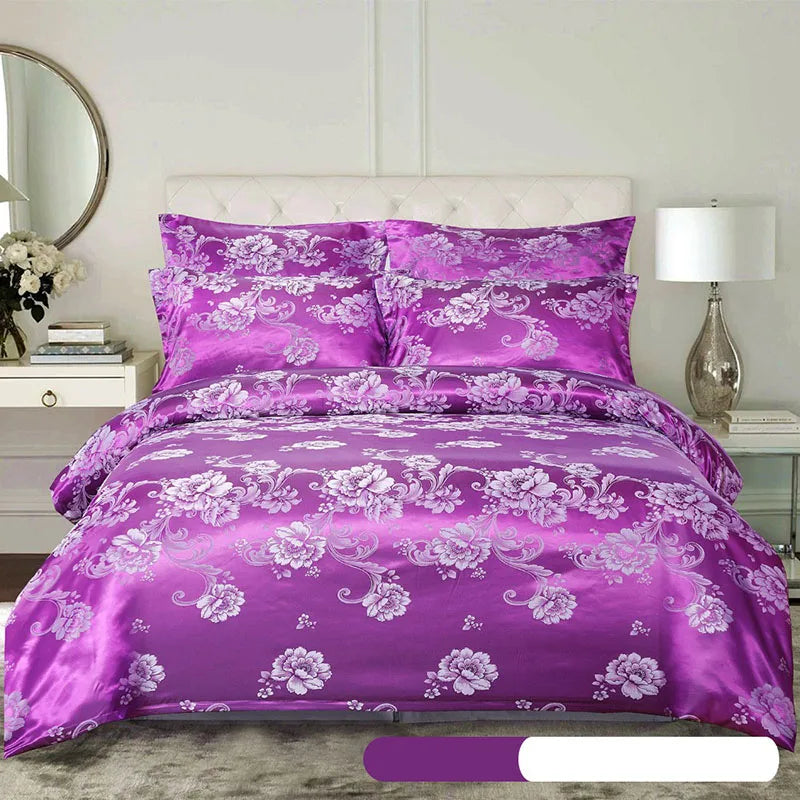 European Satin Jacquard Duvet Cover and Smooth Bedding Set