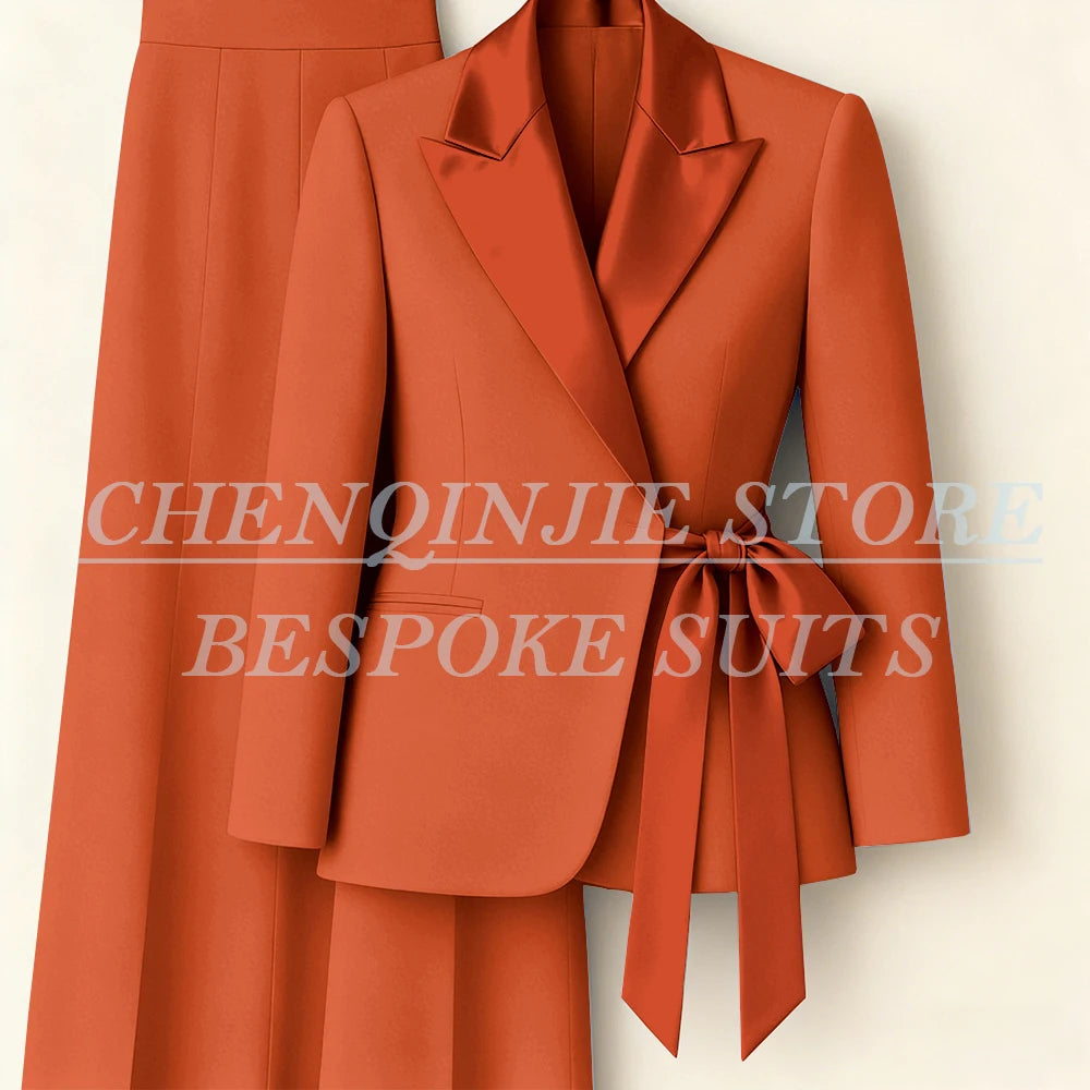Women's Tailored Blazer Wide Leg Pants Suit
