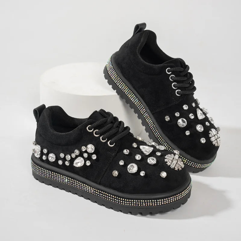 Women's Crystal Decoration Non-Slip Platform Casual Shoes