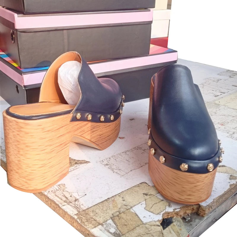 Women's Closed Toe Platform High Heel Slippers