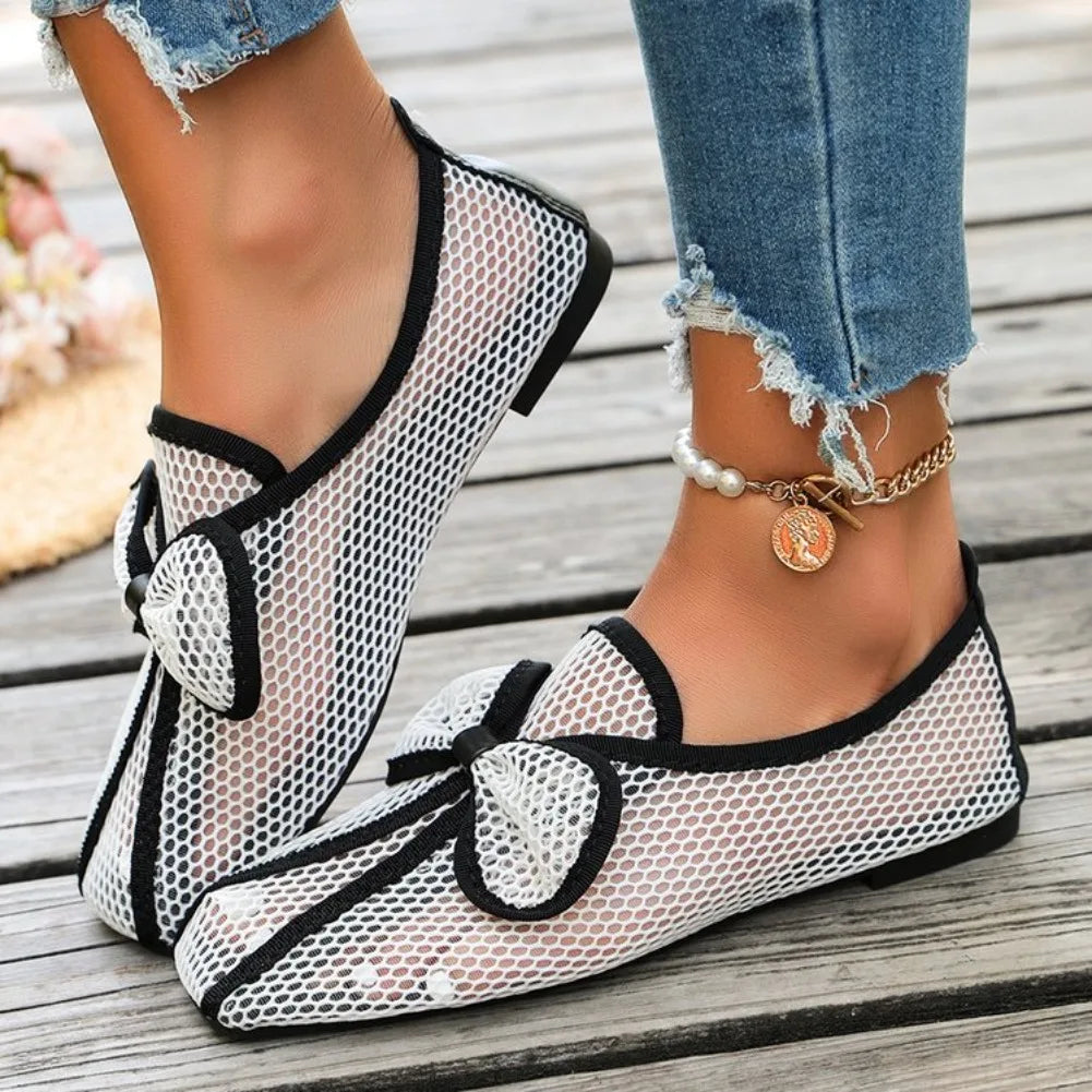 Women's Square Toe Air Mesh Sandals Slip-On Roman Gladiator Flats