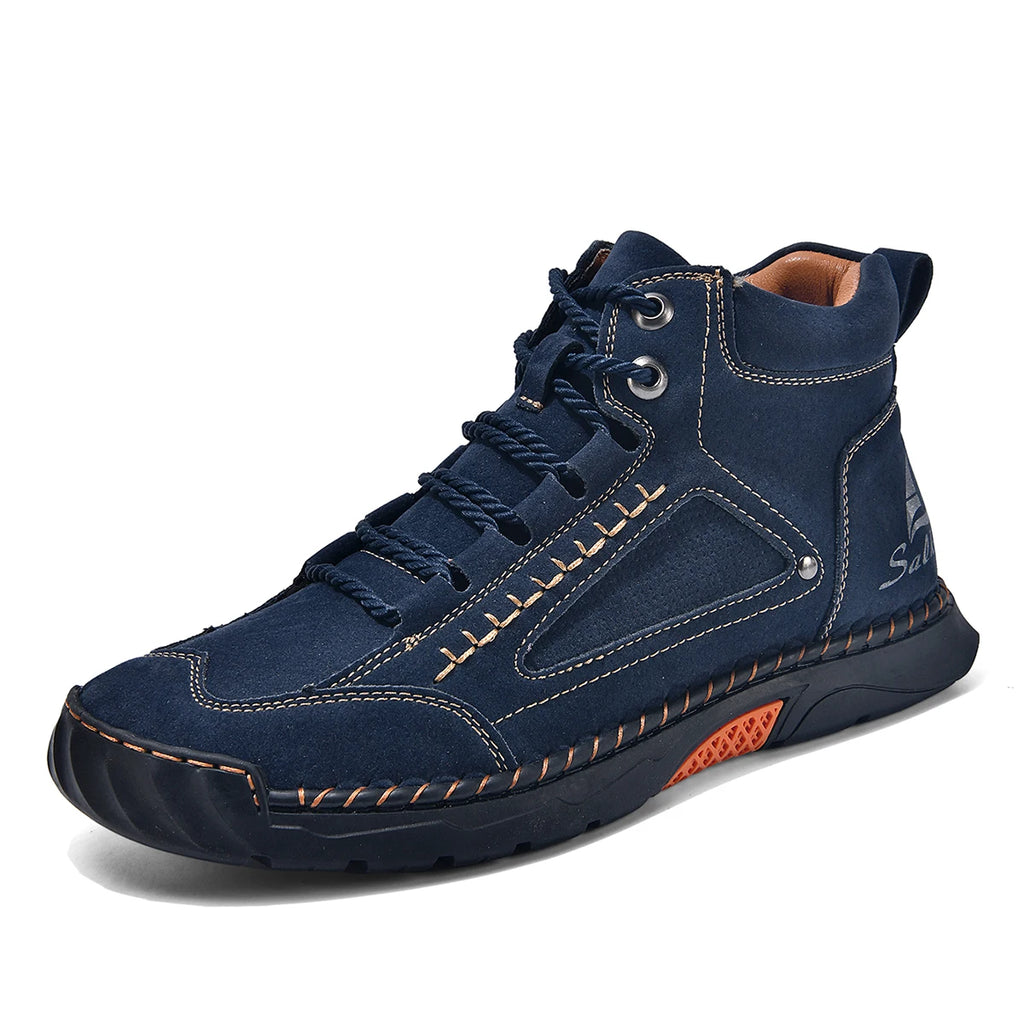 Men's Fashion Split Leather Handmade Casual Ankle Boots 2317-1