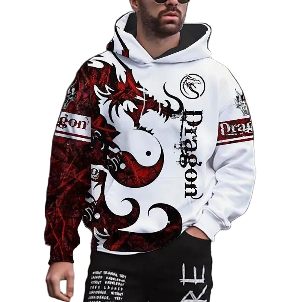 Men's Casual Animal Print Pullover Hooded Sweatshirt