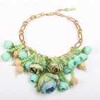 Women's Fashion Statement Three-Dimensional Rose Cluster Beads Necklace