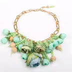 Women's Fashion Statement Three-Dimensional Rose Cluster Beads Necklace