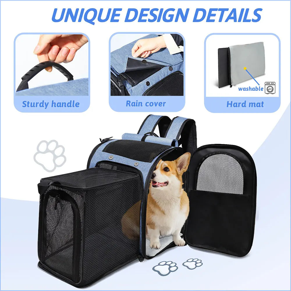 Expandable Foldable Breathable Pet Travel Backpack Carrier