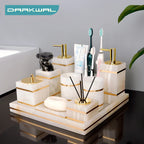 White Onyx Natural Marble Bathroom Accessory Set M28