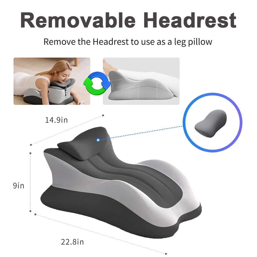 Multifunctional Memory Foam Prone Reading Pillow with Removable Headrest