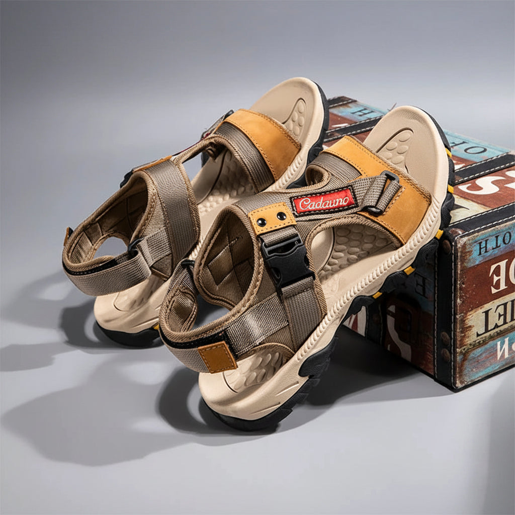 Men's Leather Outdoor Sandals Breathable Open Toe Beach Shoes