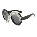 Women's Trendy Round Diamond Rhinestone Oversized Sunglasses