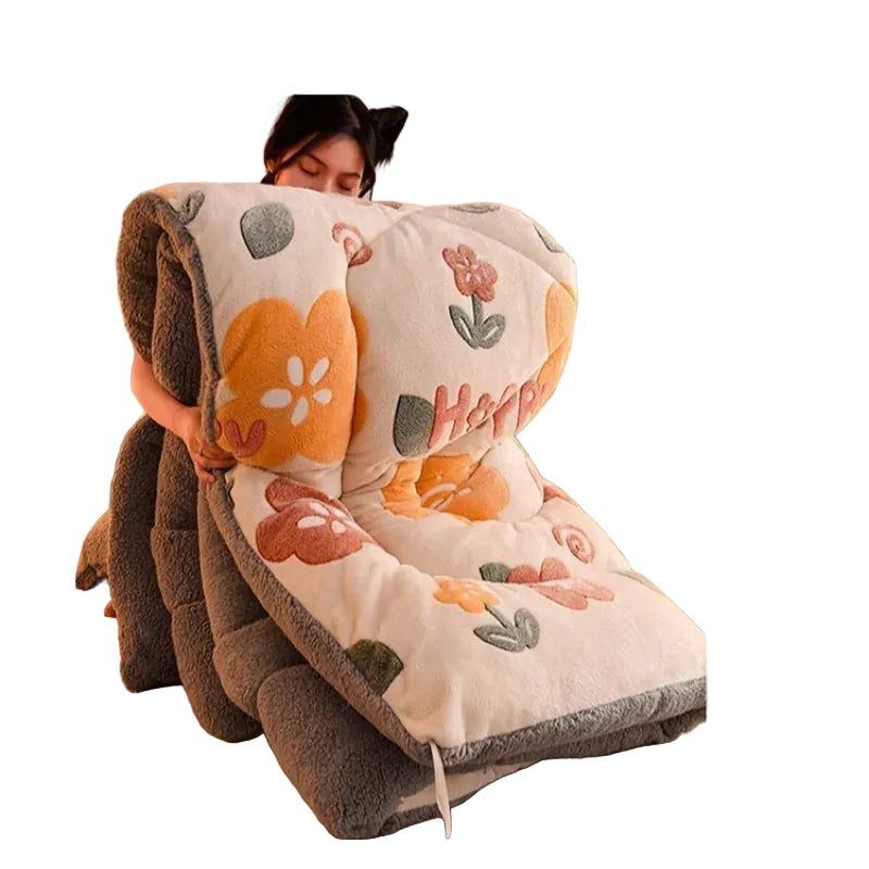 Thick Warm Velvet Quilt Blanket and Soft Lambswool Throw
