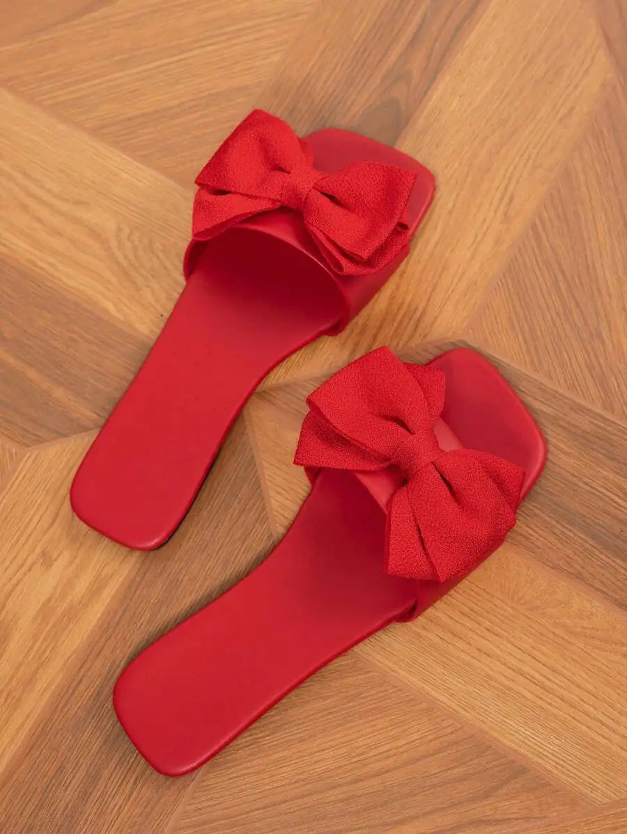 Women's Bowknot Flat Sandals Lightweight Comfortable Beach Shoes