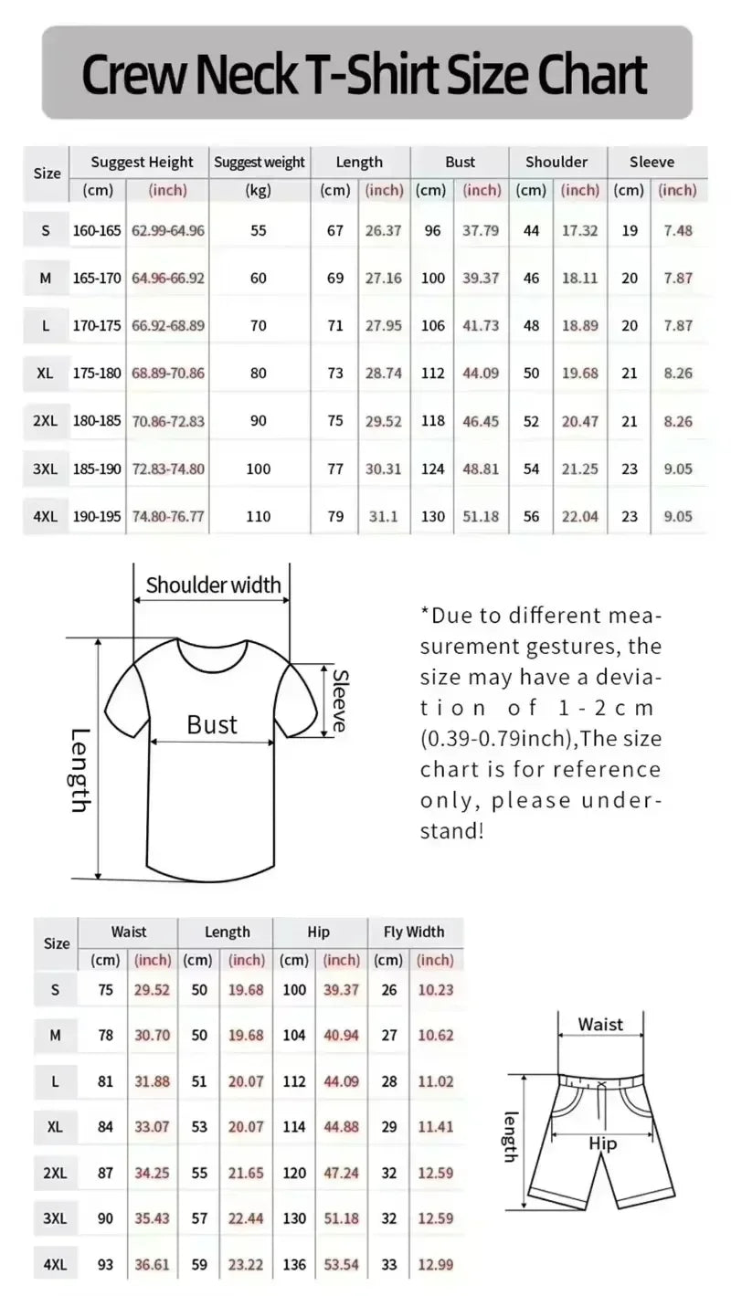 Men's 3D Print Round Neck T-Shirt and Shorts Set