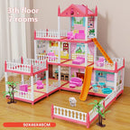 Kids' 3D DIY Princess Castle Dollhouse with Furniture Accessories