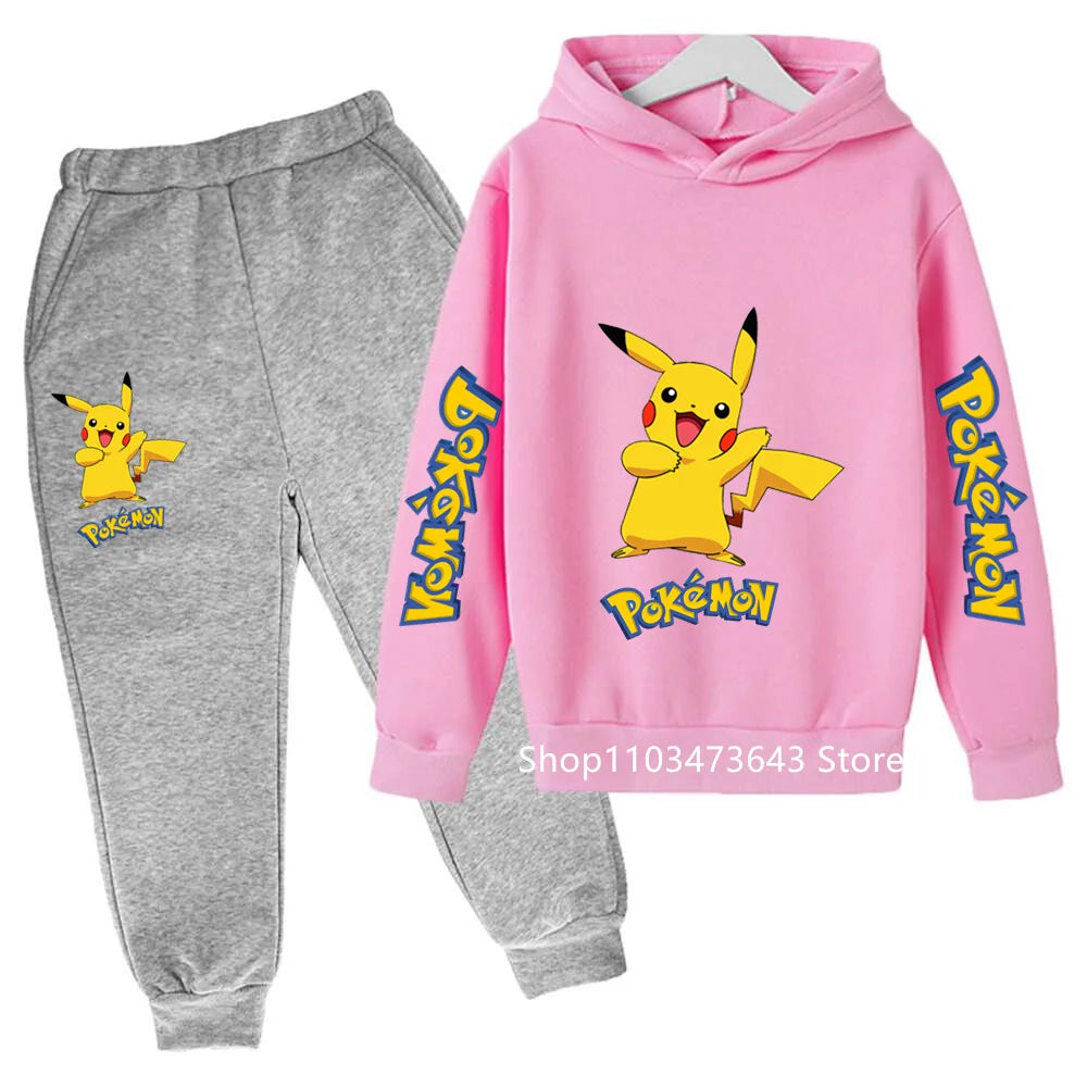 Kids' Cartoon Hoodie Sweatshirt Pants Two-Piece Set
