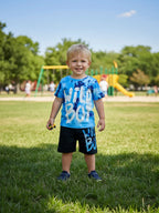 Toddler Boy Summer Tie-Dye Letter Print T-Shirt and Shorts Set