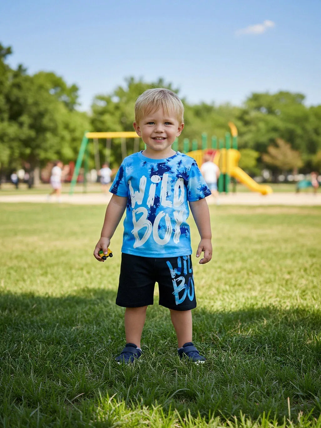 Toddler Boy Summer Tie-Dye Letter Print T-Shirt and Shorts Set