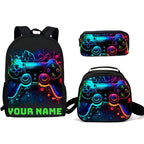 Unisex Gaming Controller 3D Print Backpack 3-Piece Bag Set