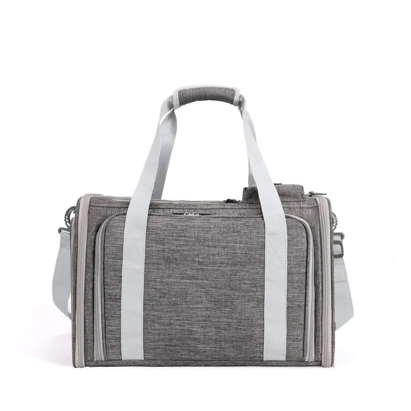 Expandable Double-Sided Pet Carrier Bag Breathable Travel Tote for Cats and Small Dogs