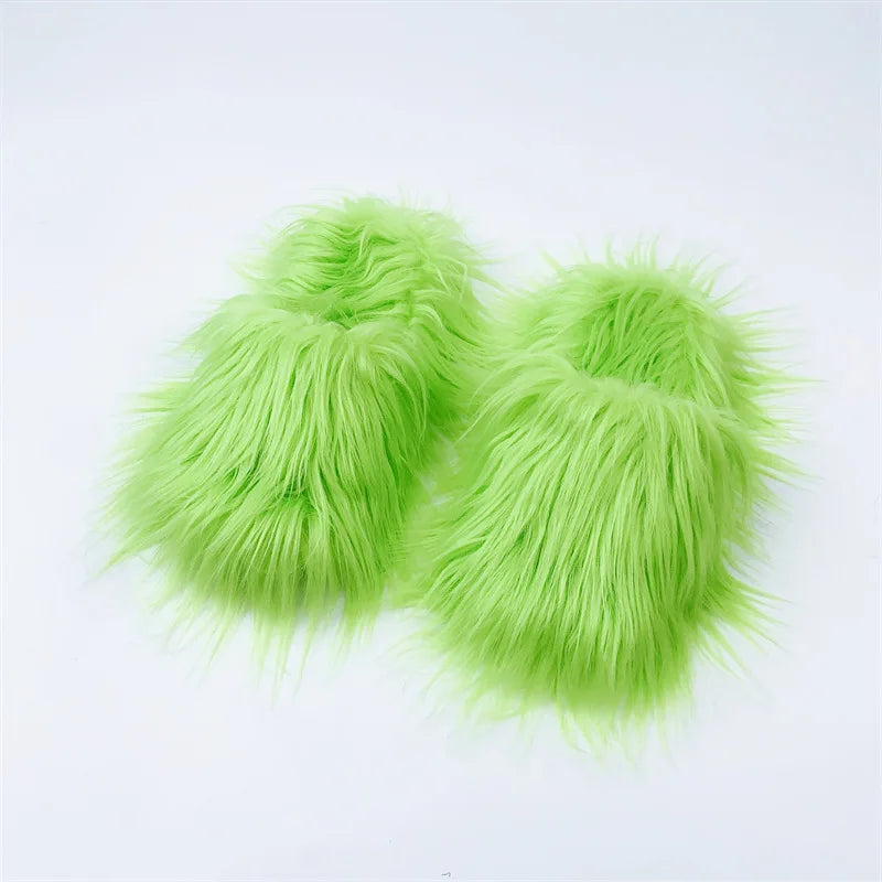 Women's Faux Fur Plush Warm Flat Slippers