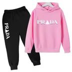 Kids' Pattern Hooded Sweatshirt Pants Two-Piece Set