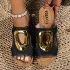 Women's Open Toe Platform Wedge Sandals Slip-On Casual Shoes