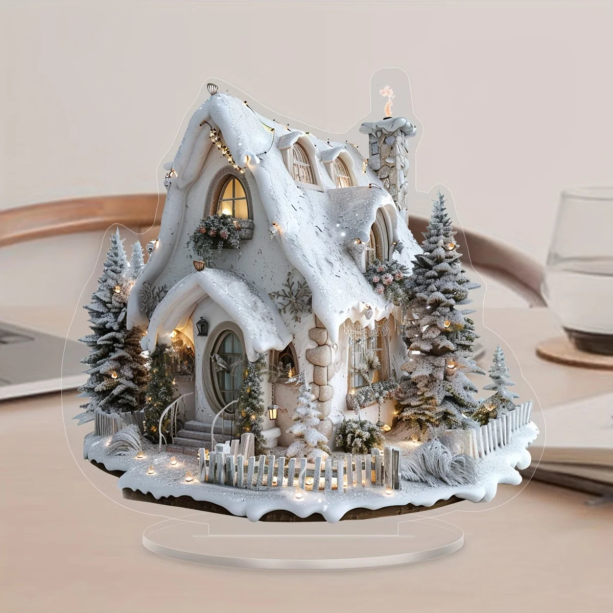 Bohemian Christmas Flat Acrylic Plaque and Desktop Tabletop Ornament