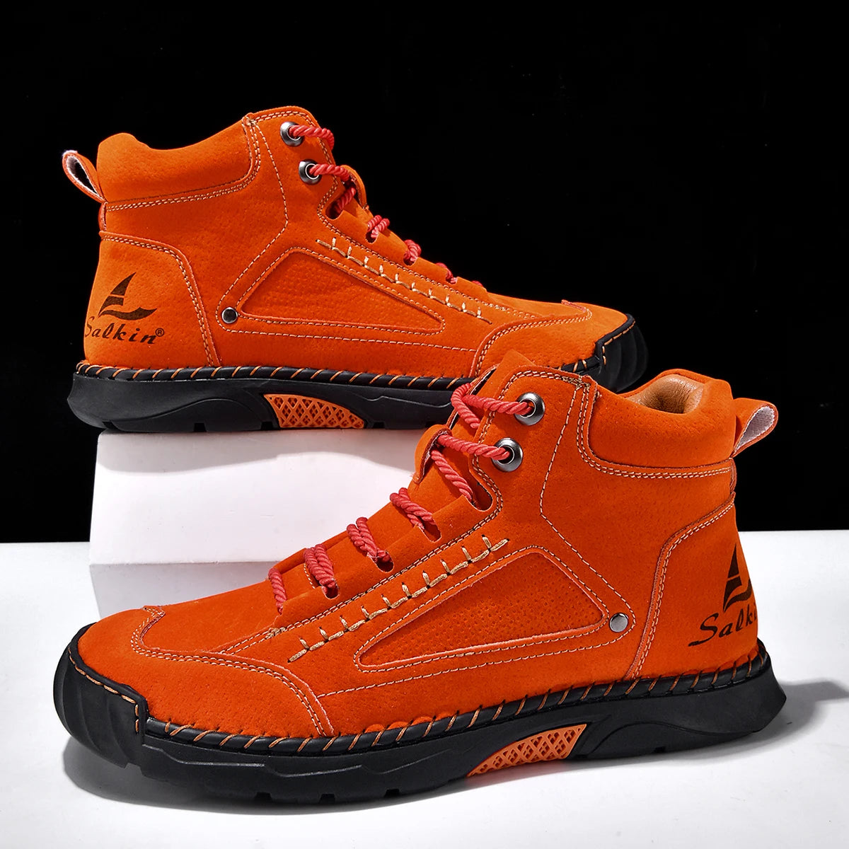 Men's Fashion Split Leather Handmade Casual Ankle Boots 2317-1