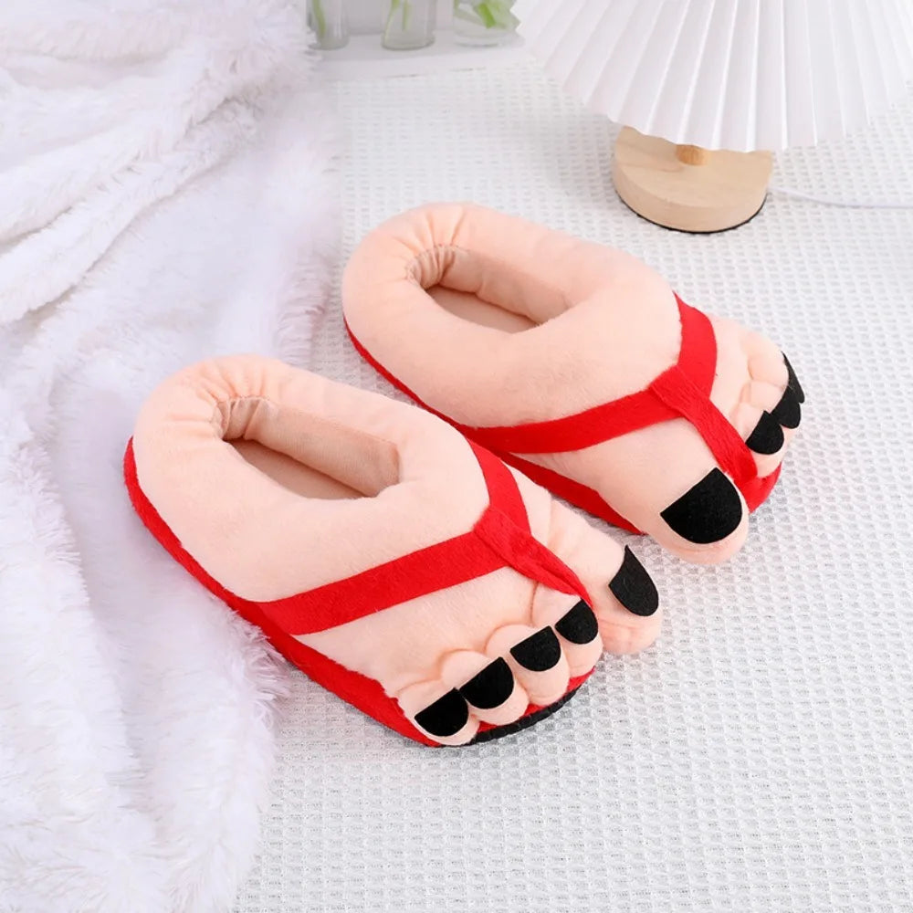 Unisex Winter Cotton Slippers Funny Cartoon Couple House Slides Warm Soft Plush Indoor Flats