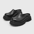 Men's Platform Leather Slip-On Mule Loafers