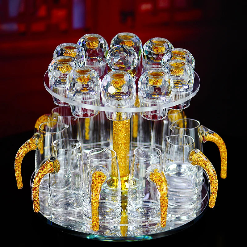Diamond Crystal Liquor Shot Glasses and Spirit Dispenser Set
