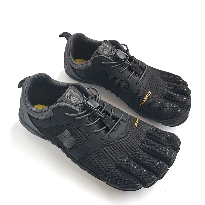 Unisex Cotton Five-Finger Athletic Shoes Hook & Loop Patchwork Sneakers
