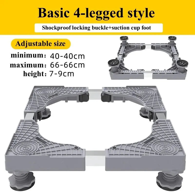 Adjustable Washing Machine Stand with Multi-Functional Fridge Base
